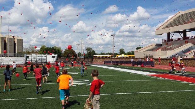 Mrs Denham and Mrs Fox's 3rd Grade classes took part in a balloon launch at Friday's Paint The Town Red celebration at Pittsburg State.