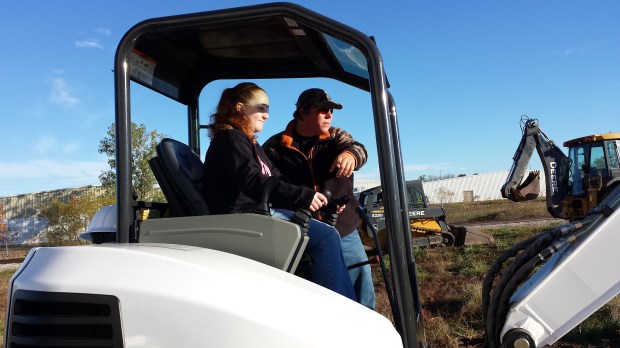 Southeast 8th grader Jessica Humble of Scammon took a turn on the Bobcat on Tuesday.