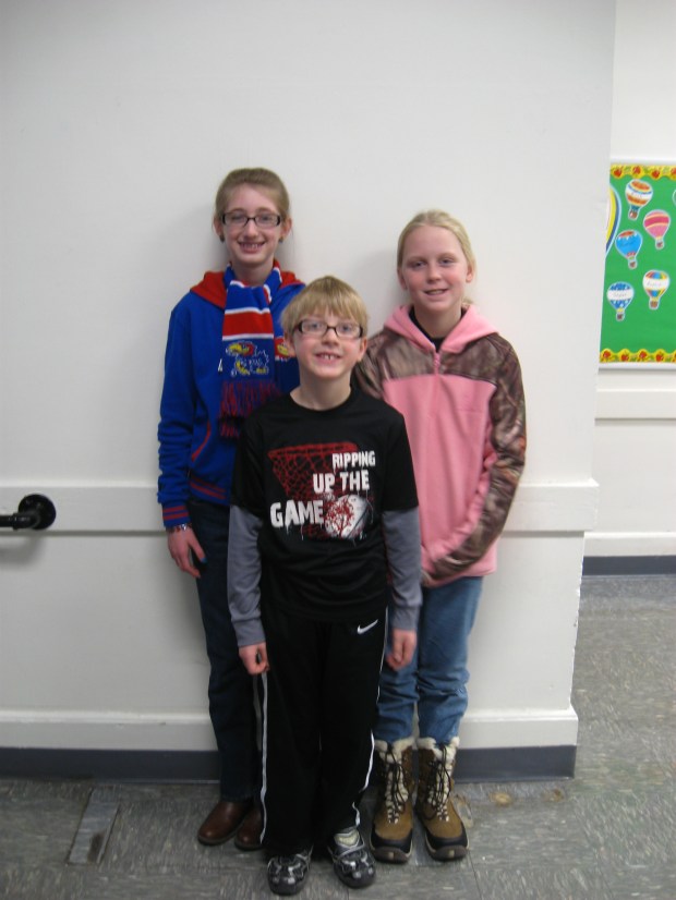 Winners: Front: Jacob Scott (4th Grade, 2nd Place) Back: Elizabeth Scott (6th Grade, 1st Place) Skylar Zortz (3rd Place, 5th Grade)